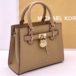 MICHAEL KORS Small Hamilton Satchel Crossbody Camel NWT